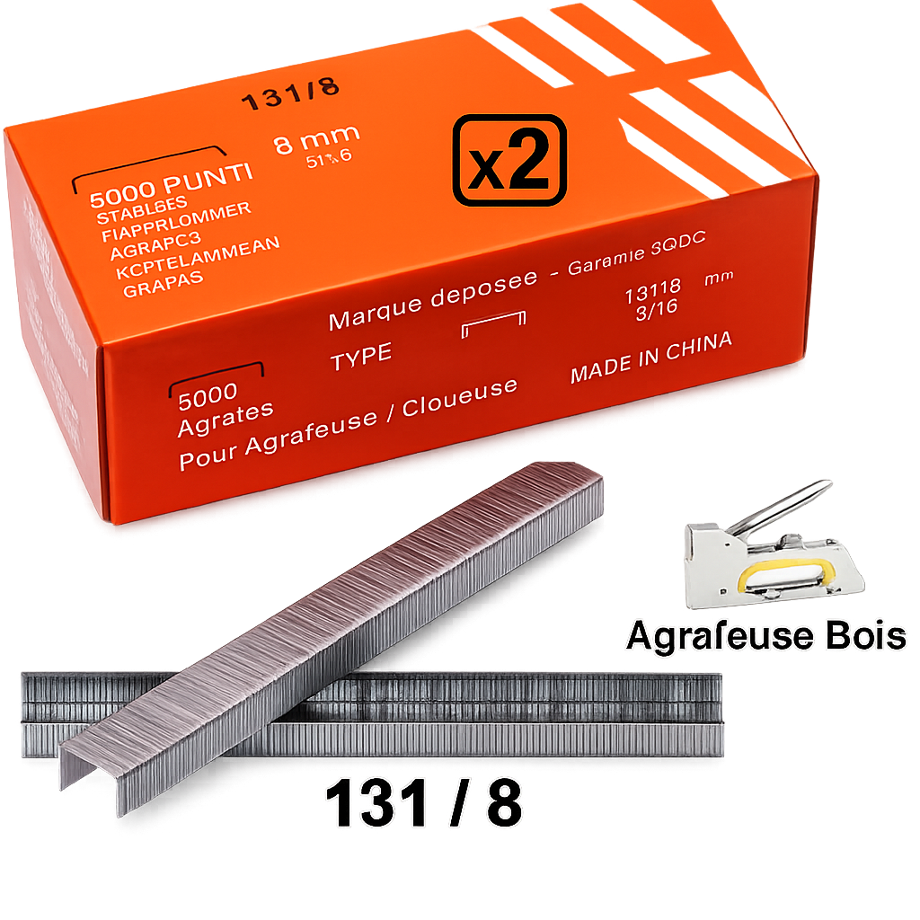 Agrafes 131/8 | 5000 Agrafes pour Agrafeuse Bois et Travaux de Fixation